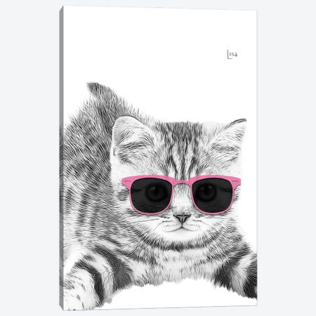 Wise Chic cat wearing glasses and coat Meditating Canvas Print