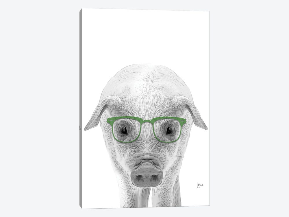Pig With Green Glasses by Printable Lisa's Pets 1-piece Art Print
