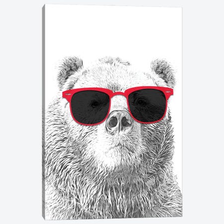 Bear With Red Sunglasses Canvas Print #LIP570} by Printable Lisa's Pets Canvas Art