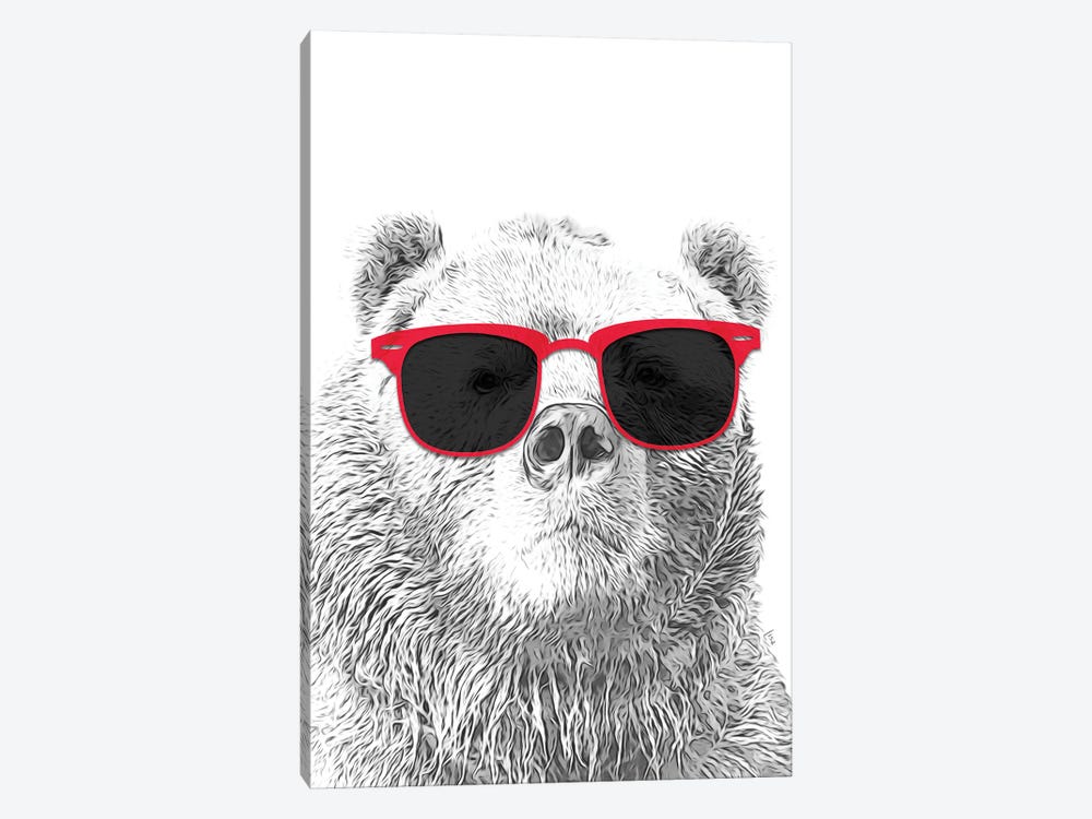 Bear With Red Sunglasses by Printable Lisa's Pets 1-piece Canvas Wall Art