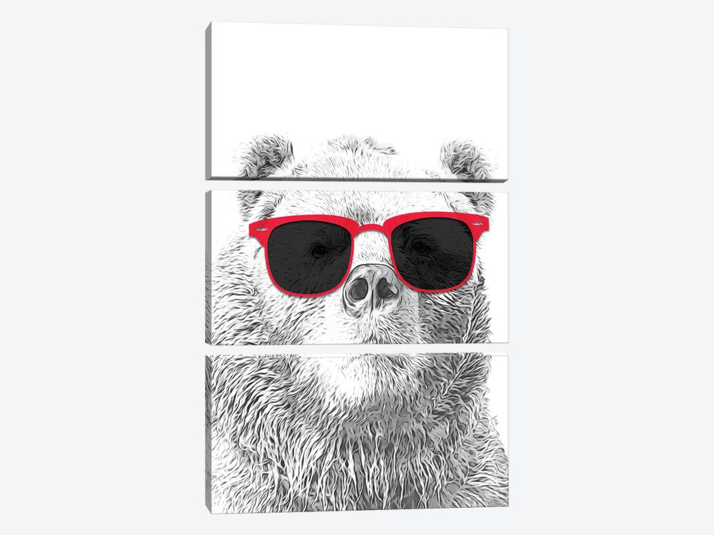 Bear With Red Sunglasses by Printable Lisa's Pets 3-piece Canvas Art