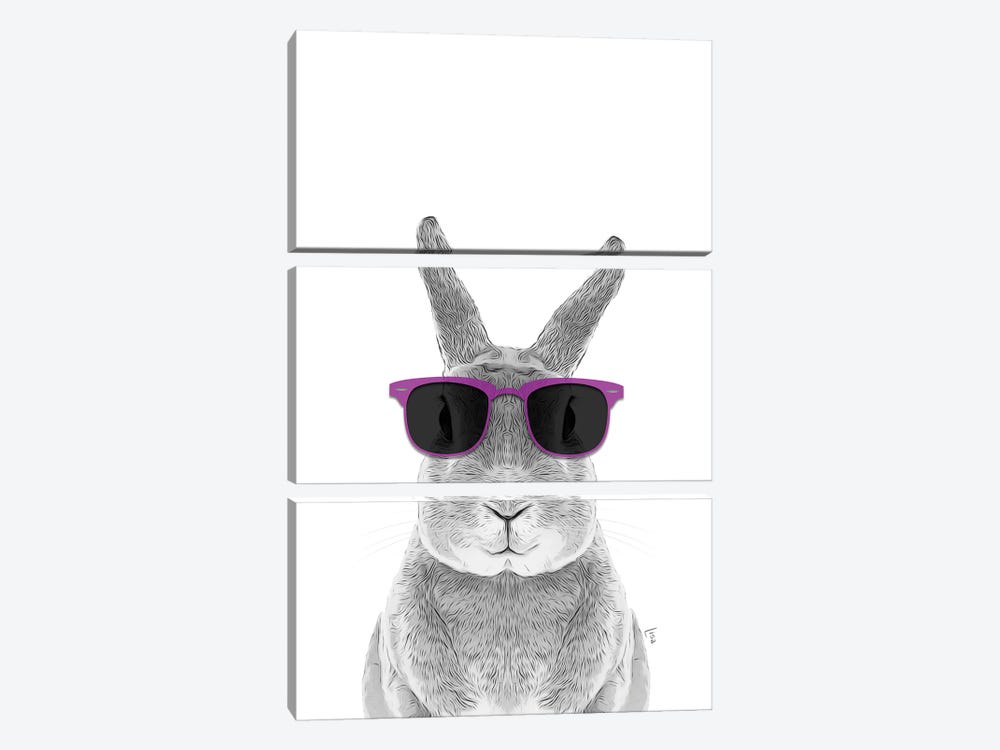 Bunny With Purple Sunglasses by Printable Lisa's Pets 3-piece Art Print