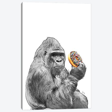 Gorilla With Donuts Canvas Print #LIP572} by Printable Lisa's Pets Canvas Artwork