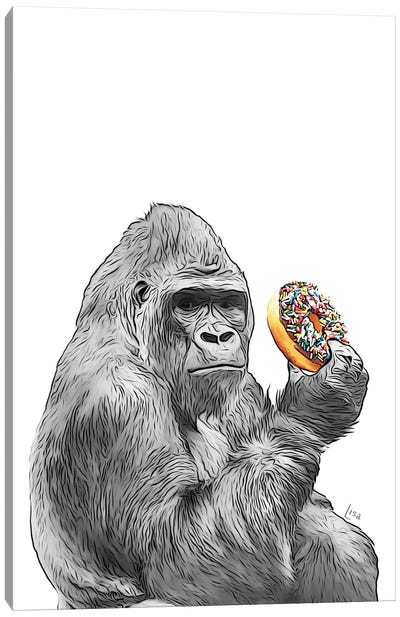 Gorilla With Donuts Canvas Art Print - Gorillas