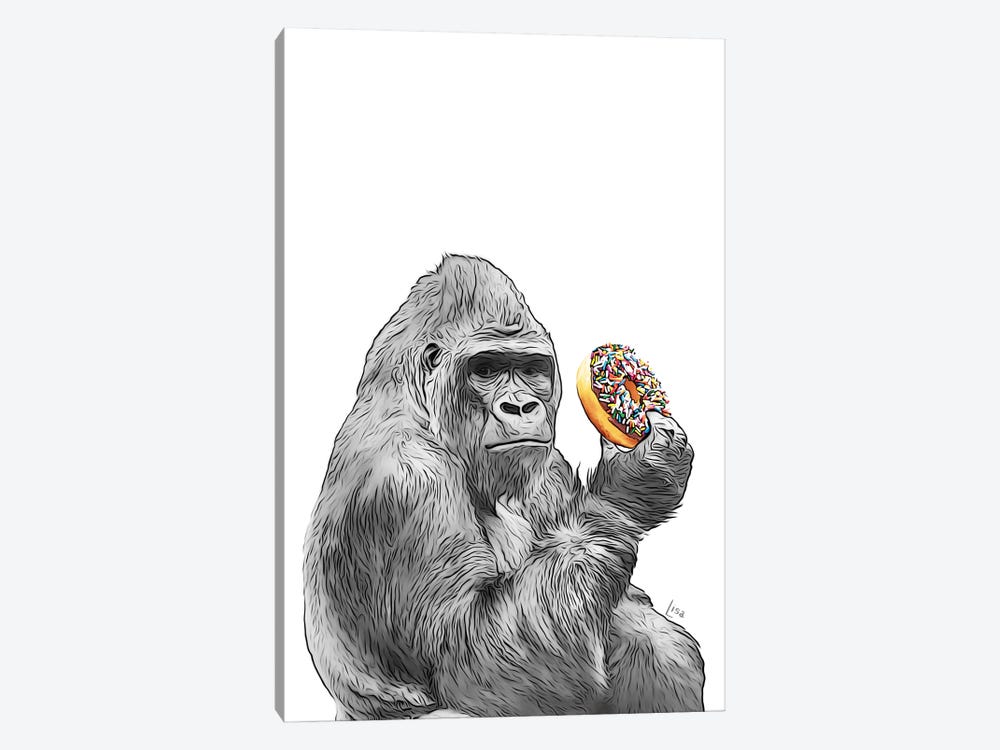 Gorilla With Donuts by Printable Lisa's Pets 1-piece Canvas Artwork