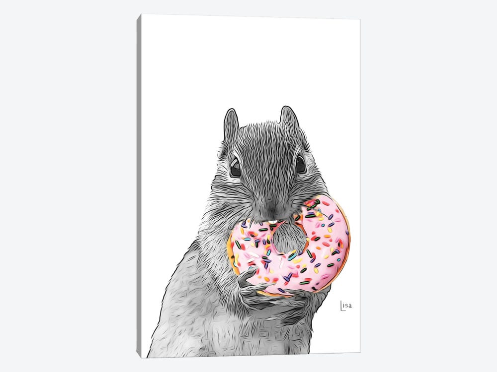 Squirrel With Pink Donut by Printable Lisa's Pets 1-piece Canvas Print