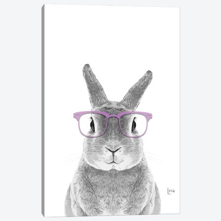 Bunny With Lavander Glasses Canvas Print #LIP57} by Printable Lisa's Pets Canvas Art