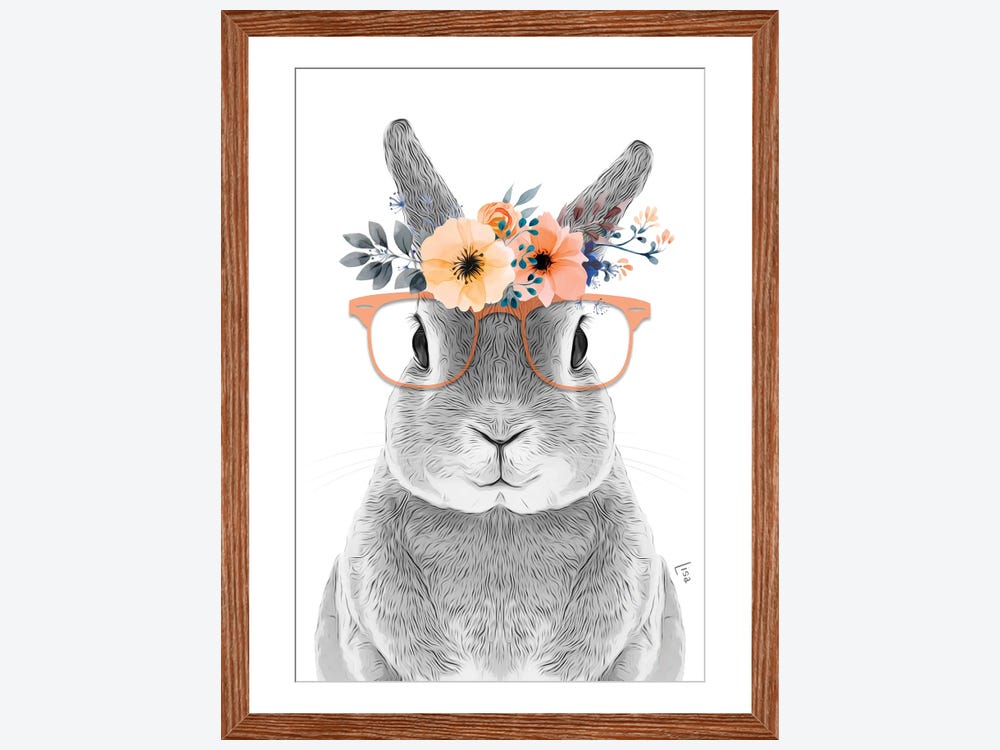 Bunny With Glasses And Orange Flow - Art Print | Printable Lisa's Pets