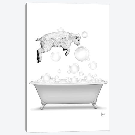Sheep Diving Into The Bathtub With Bubbles Canvas Print #LIP589} by Printable Lisa's Pets Canvas Print