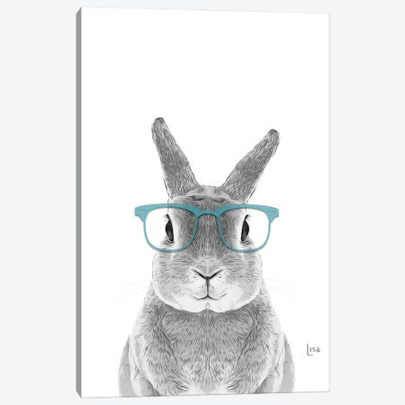 Bunny With Real Aqua Glasses Canvas Print #LIP58} by Printable Lisa's Pets Canvas Art Print