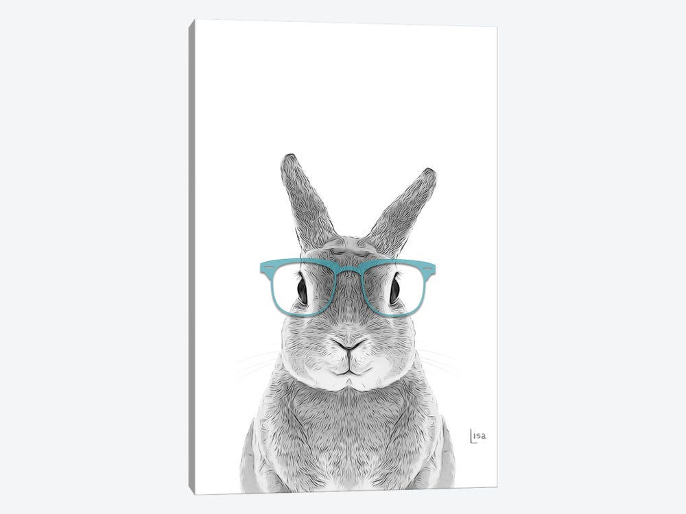 Bunny With Real Aqua Glasses by Printable Lisa's Pets 1-piece Canvas Print