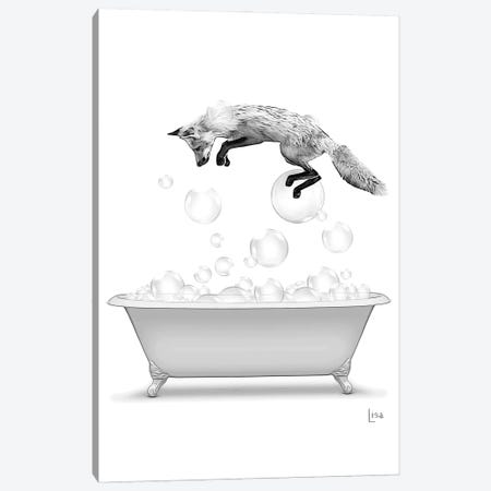 Fox Diving Into The Bathtub With Bubbles Canvas Print #LIP590} by Printable Lisa's Pets Canvas Art