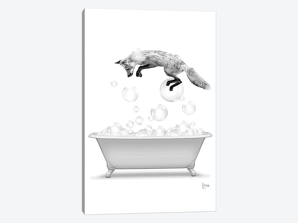 Fox Diving Into The Bathtub With Bubbles by Printable Lisa's Pets 1-piece Canvas Art