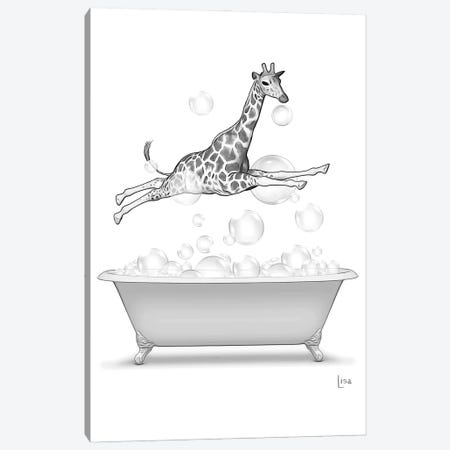 Giraffe Diving Into The Bathtub With Bubbles Canvas Print #LIP595} by Printable Lisa's Pets Canvas Print