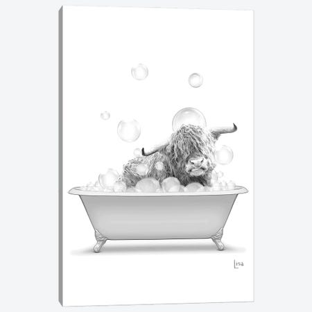 Highland Cow In Bathtub With Bubbles Canvas Print #LIP597} by Printable Lisa's Pets Art Print