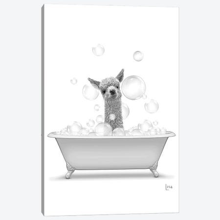 Llama In Bathtub With Bubbles Canvas Print #LIP598} by Printable Lisa's Pets Canvas Art