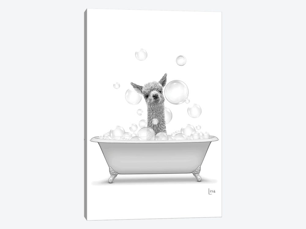 Llama In Bathtub With Bubbles by Printable Lisa's Pets 1-piece Canvas Artwork