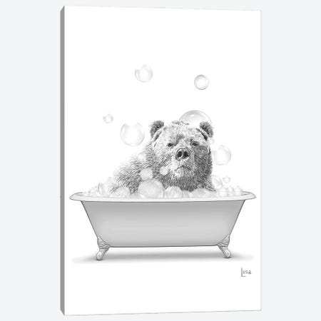 Bear In Bathtub With Bubbles Canvas Print #LIP599} by Printable Lisa's Pets Canvas Art