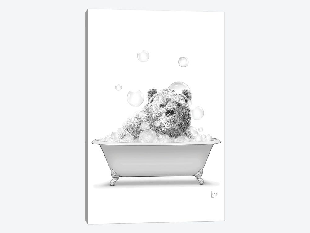 Bear In Bathtub With Bubbles by Printable Lisa's Pets 1-piece Art Print