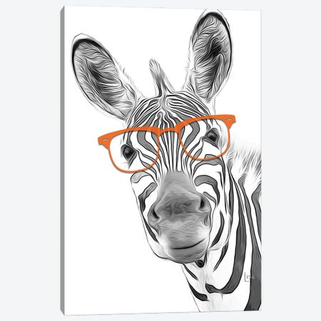 Zebra With Orange Glasses Canvas Print #LIP59} by Printable Lisa's Pets Canvas Print