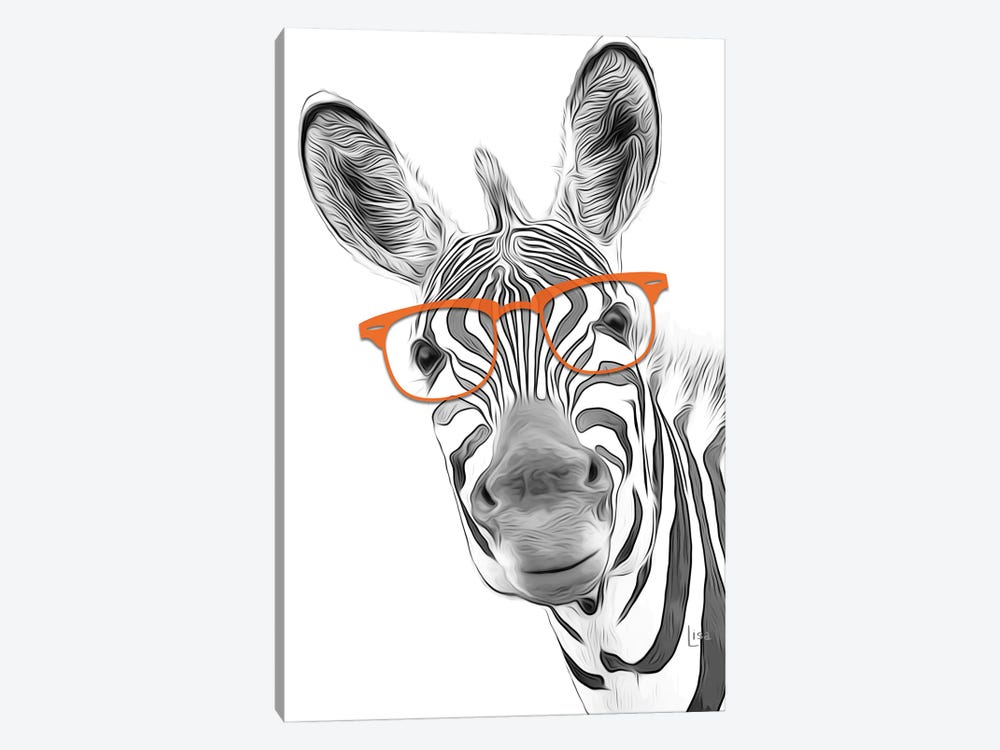 Zebra With Orange Glasses by Printable Lisa's Pets 1-piece Canvas Art