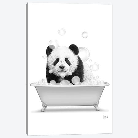 Panda In Bathtub With Bubbles Canvas Print #LIP601} by Printable Lisa's Pets Canvas Art