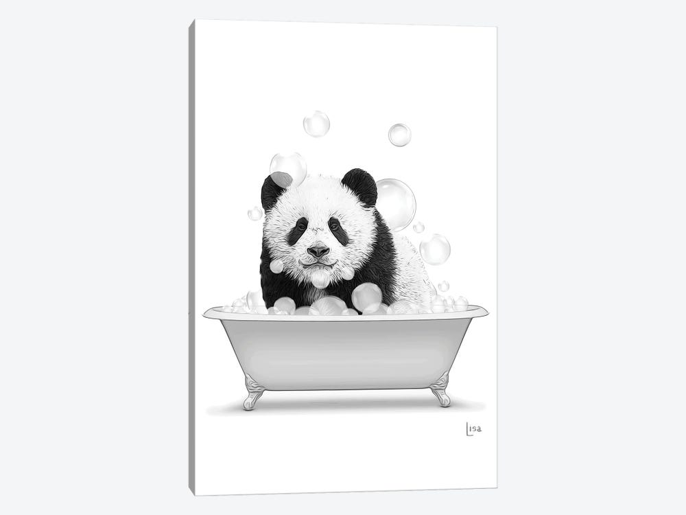 Panda In Bathtub With Bubbles by Printable Lisa's Pets 1-piece Canvas Wall Art