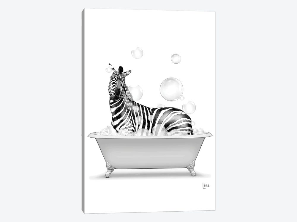 Zebra In Bathtub With Bubbles by Printable Lisa's Pets 1-piece Art Print