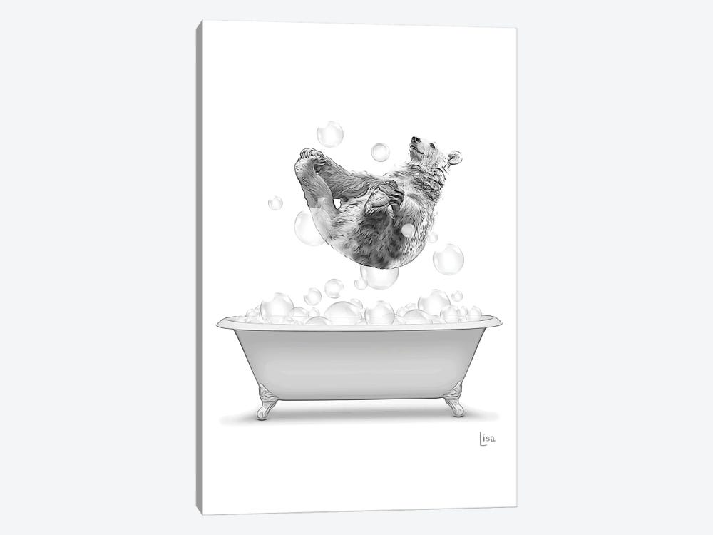 Bear Diving Into The Bathtub With Bubbles by Printable Lisa's Pets 1-piece Canvas Art