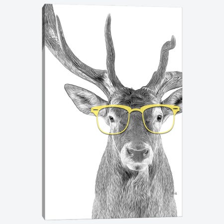Deer With Yellow Glasses Canvas Print #LIP60} by Printable Lisa's Pets Canvas Art