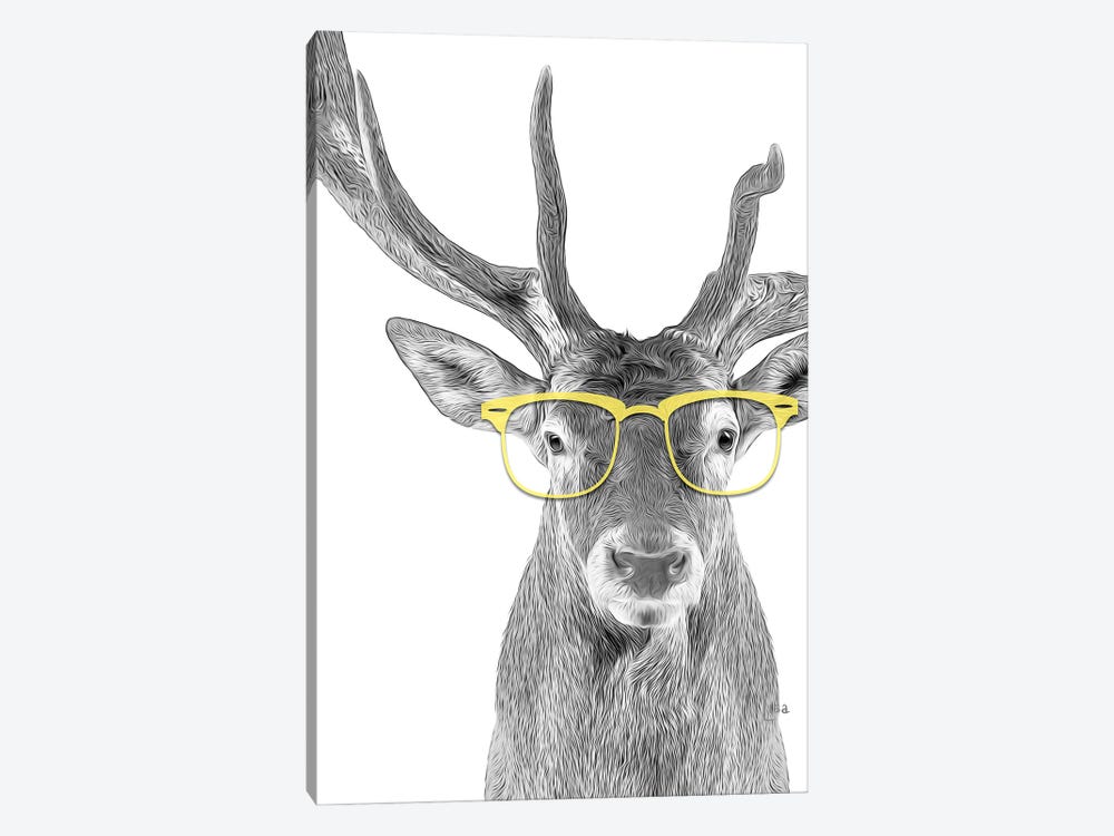 Deer With Yellow Glasses by Printable Lisa's Pets 1-piece Canvas Art