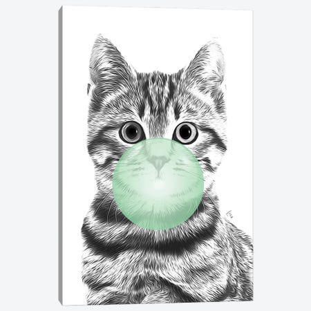 Cat With Green Bubble Gum Canvas Print #LIP611} by Printable Lisa's Pets Canvas Print