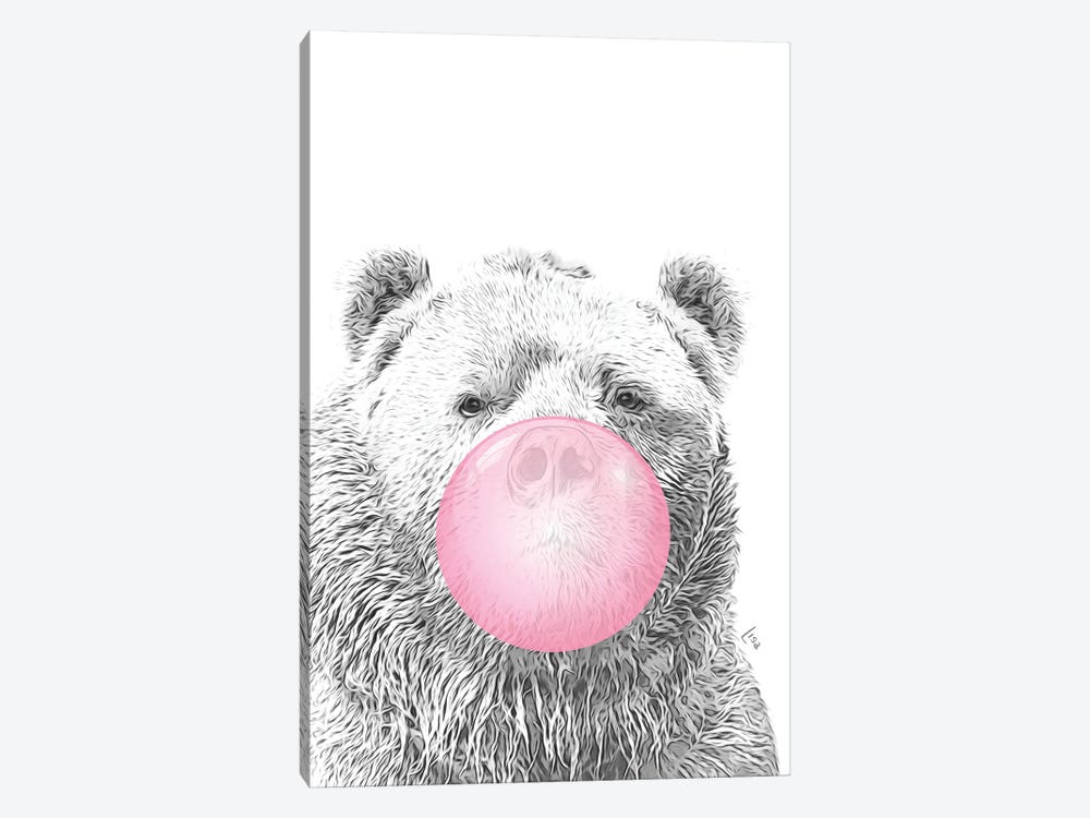 Bear With Pink Bubble Gum by Printable Lisa's Pets 1-piece Canvas Artwork