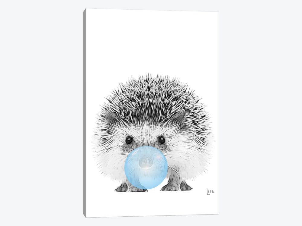 Hedgehog With Blue Bubble Gum by Printable Lisa's Pets 1-piece Canvas Art Print