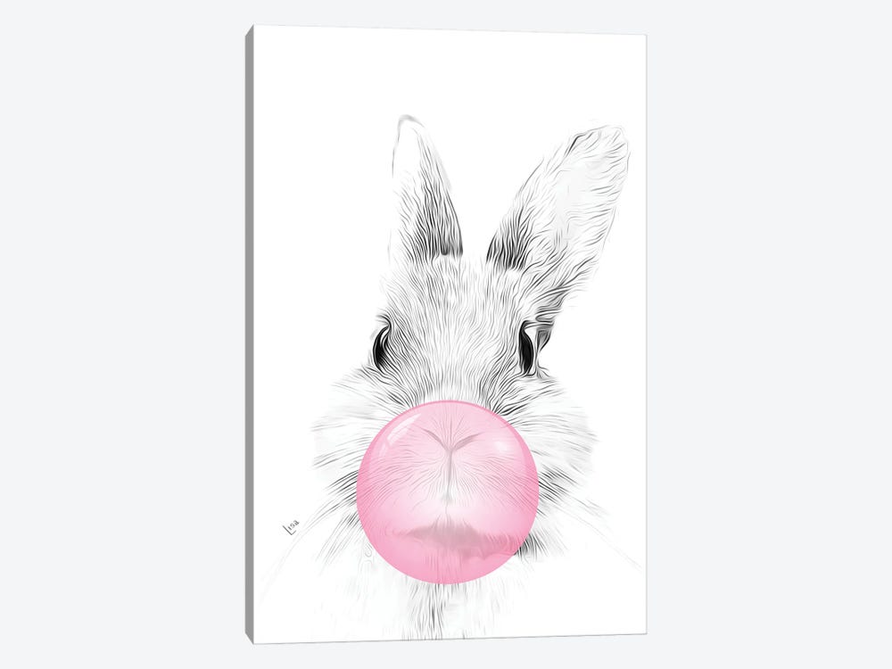 Bunny With Pink Bubble Gum by Printable Lisa's Pets 1-piece Art Print