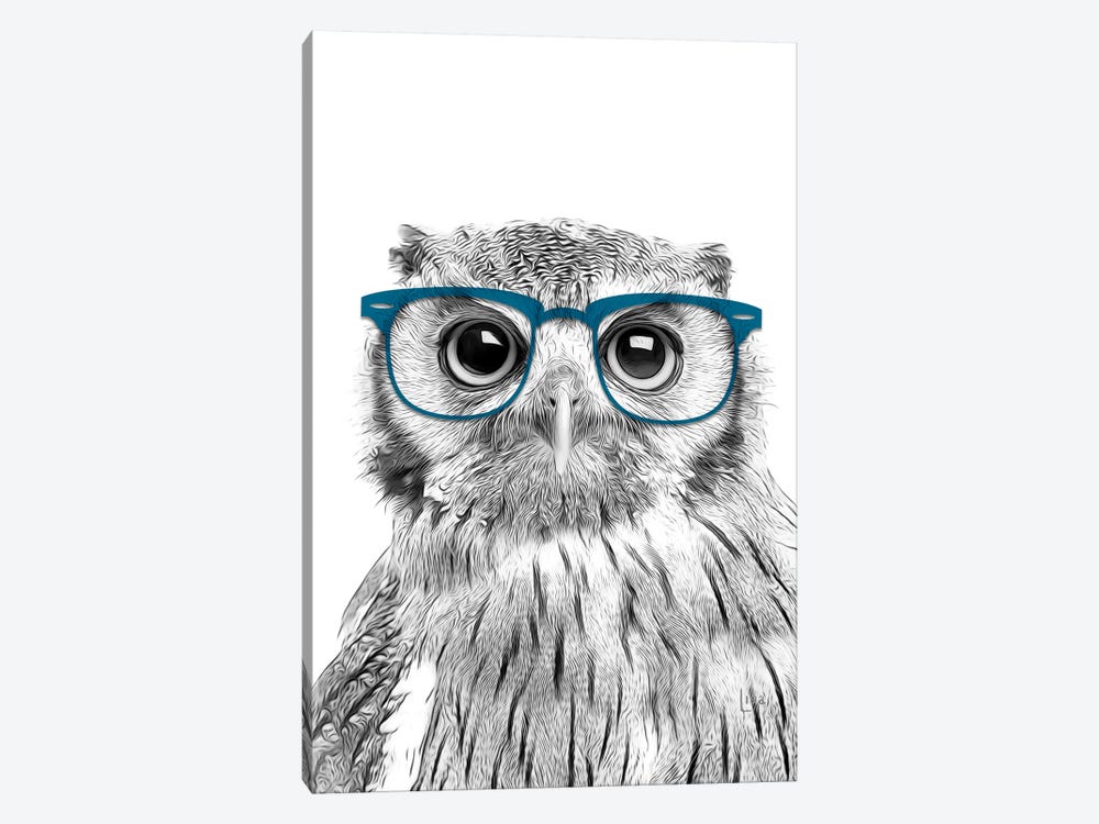 Owl With Blue Glasses by Printable Lisa's Pets 1-piece Canvas Print