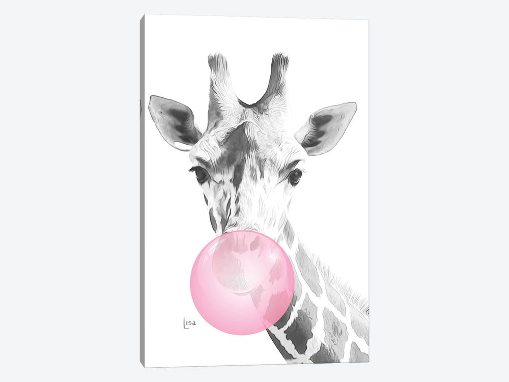 Giraffe With Pink Bubble Gum by Printable Lisa's Pets 1-piece Canvas Print