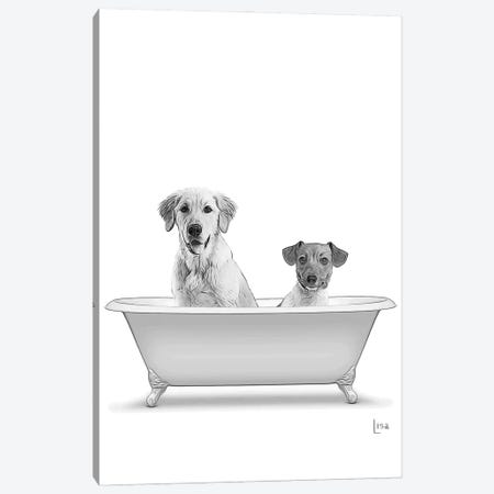 Two Dogs In The Bathtub Canvas Print #LIP624} by Printable Lisa's Pets Canvas Art Print