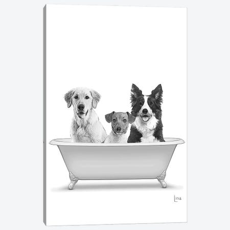 Three Dogs In The Bathtub Canvas Print #LIP625} by Printable Lisa's Pets Art Print