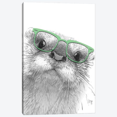 Otter With Glasses Canvas Print #LIP62} by Printable Lisa's Pets Canvas Art