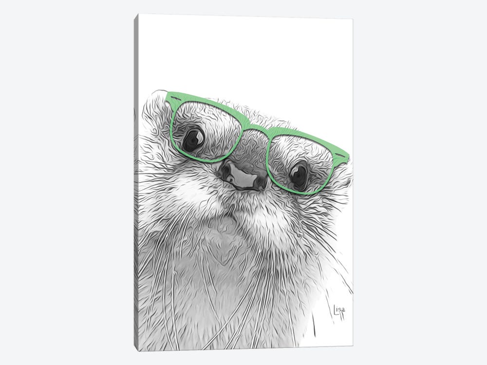 Otter With Glasses by Printable Lisa's Pets 1-piece Canvas Wall Art