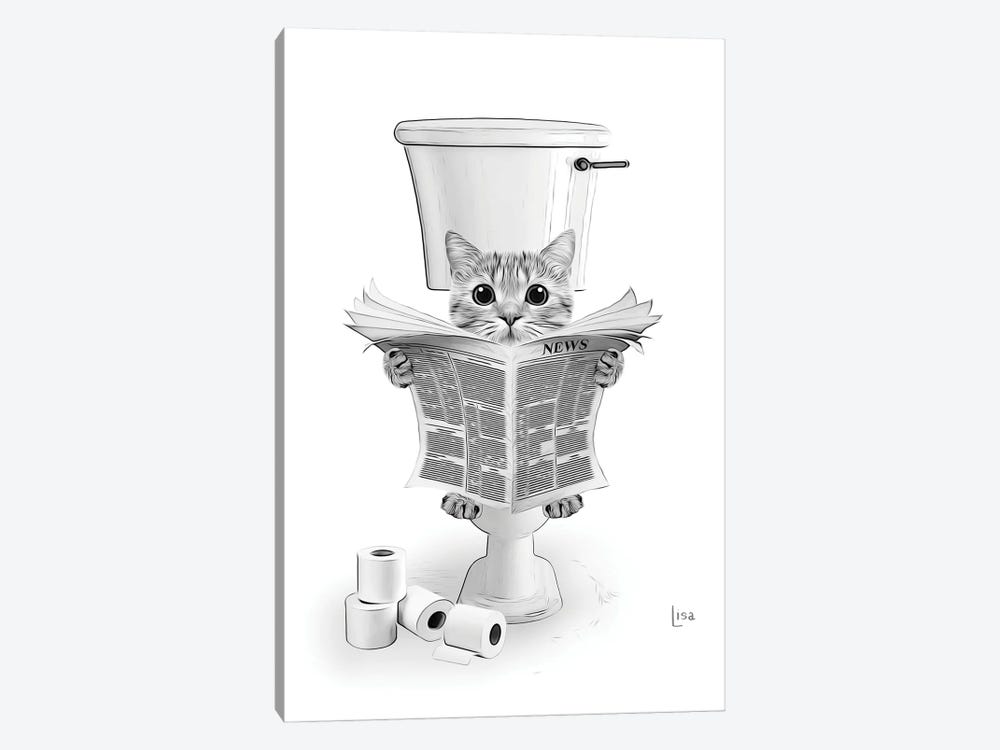 Cat On The Toilet Reading The Newspaper by Printable Lisa's Pets 1-piece Art Print