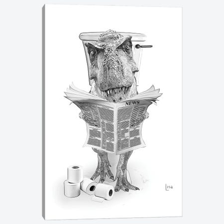Trex On The Toilet Reading The Newspaper Canvas Print #LIP636} by Printable Lisa's Pets Canvas Art