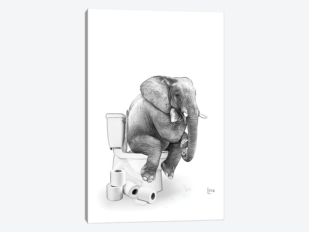 Elephant On The Toilet by Printable Lisa's Pets 1-piece Art Print