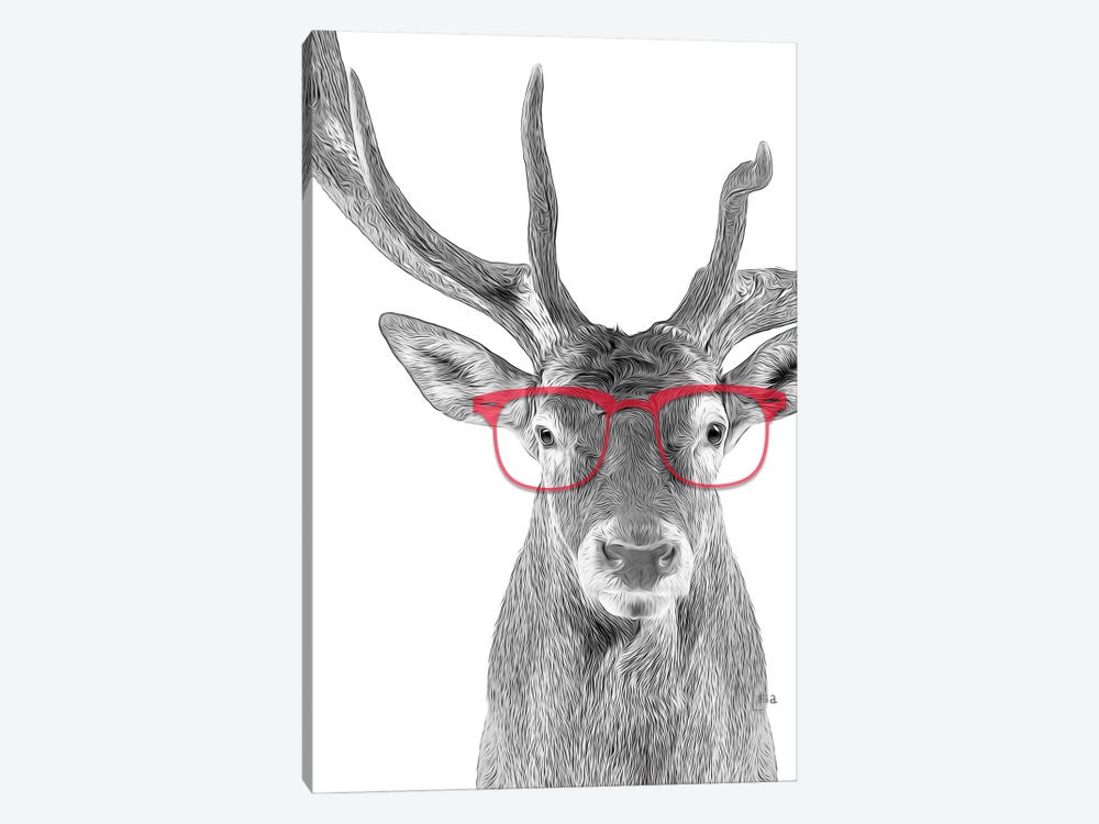 Deer With Red Glasses by Printable Lisa's Pets 1-piece Art Print