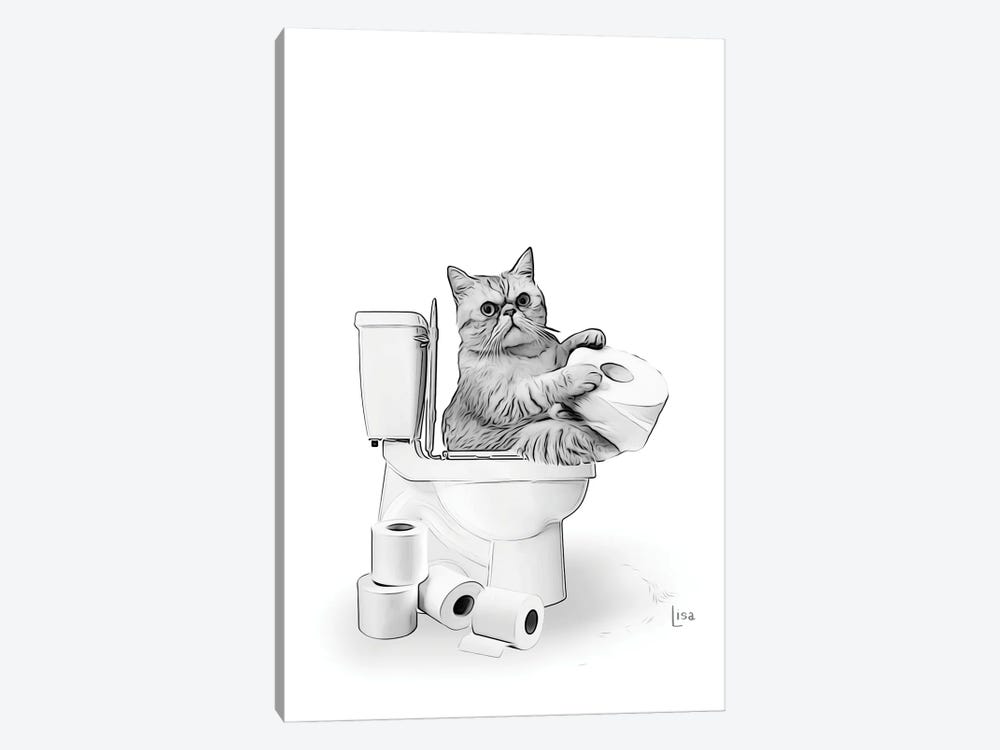 Cat On The Toilet by Printable Lisa's Pets 1-piece Canvas Art Print