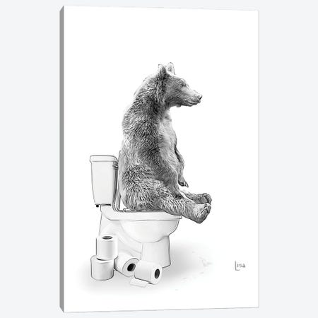Bear On The Toilet Canvas Print #LIP645} by Printable Lisa's Pets Art Print