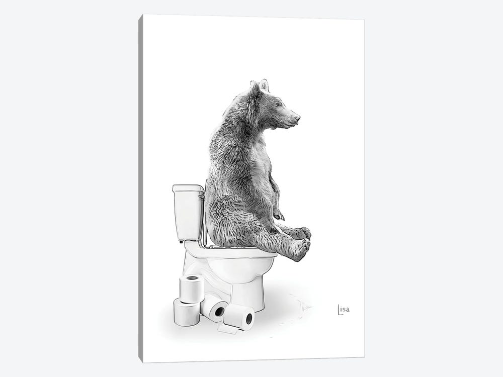 Bear On The Toilet by Printable Lisa's Pets 1-piece Canvas Art
