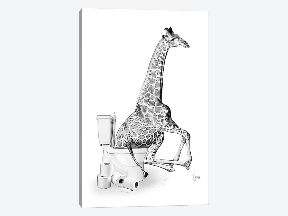 Giraffe On The Toilet by Printable Lisa's Pets 1-piece Canvas Print