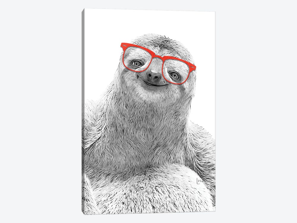 Sloth With Red Glasses by Printable Lisa's Pets 1-piece Canvas Art